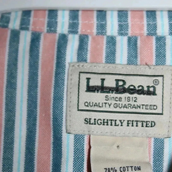 L.L. Bean Striped Button Up Small Slightly Fitted Men's Dress Shirt NWOT - Picture 8 of 14